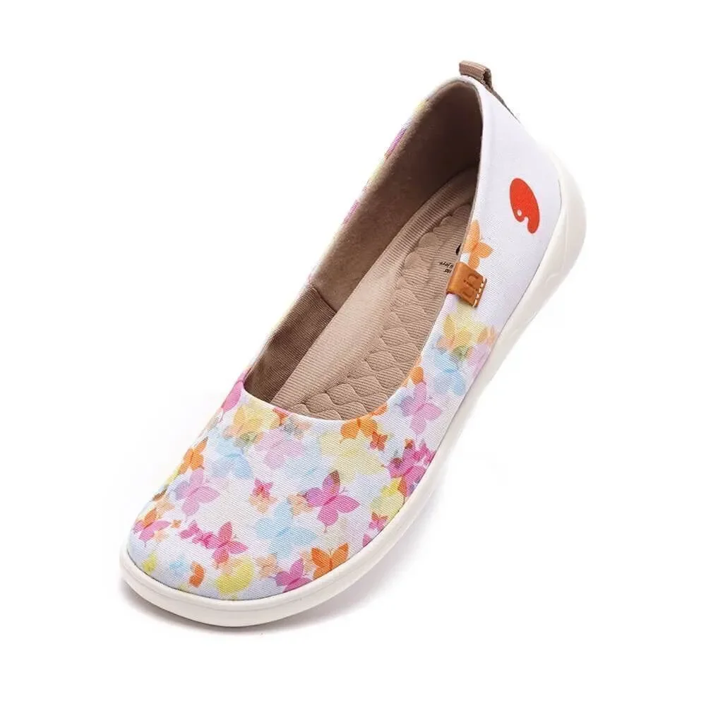 UIN Women's Ballet Flats Slip On Pointed Toe Casual Loafers(Painted Butterflies)